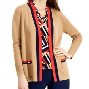 ANNE KLEIN Knit Contrast Trim Cardigan Sweater Size Small New with Tag